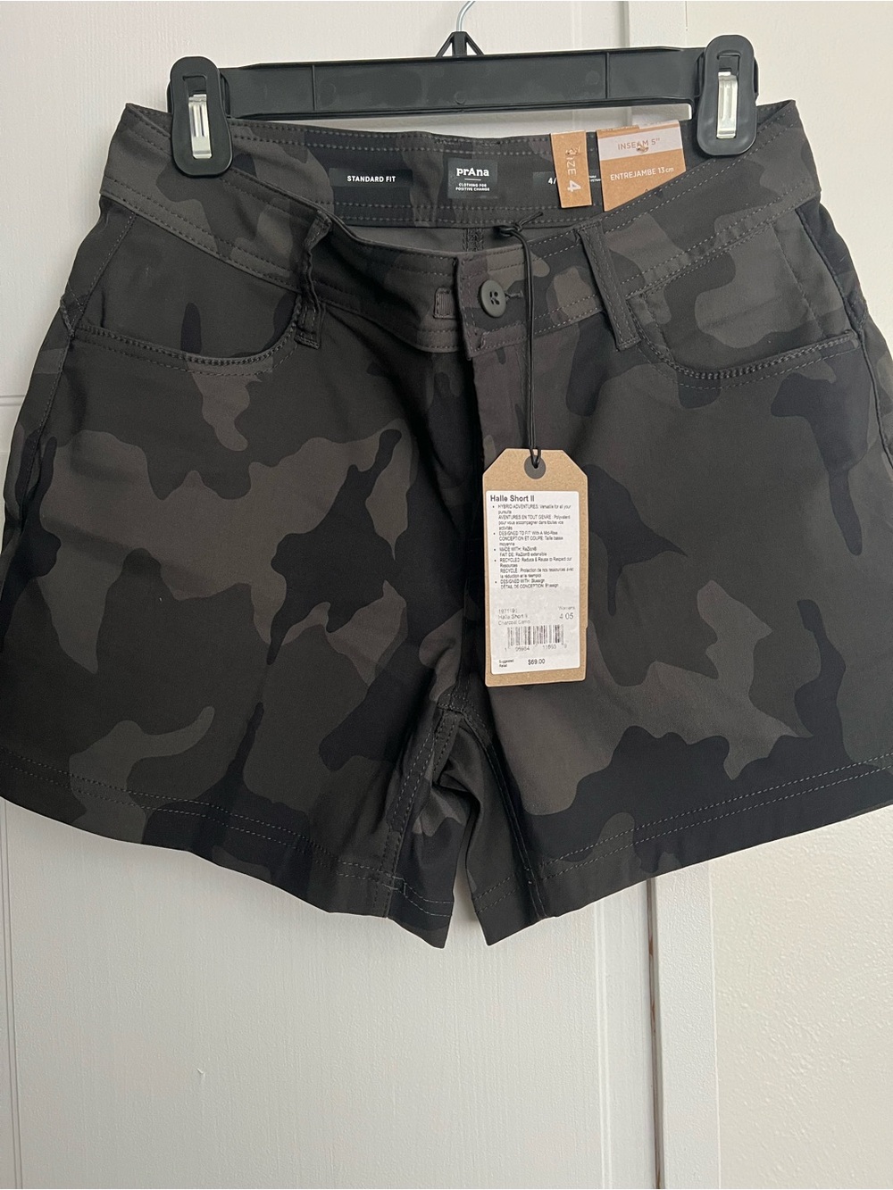Prana Grey Camo Women's Shorts - Size 4- Prana Halle Short II